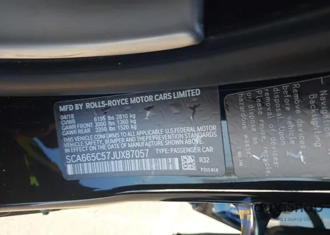 2018 Rolls-Royce Wraith z USA, uszkodzony, nr VIN SCA665C57JUX87057